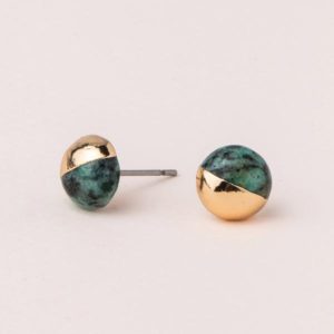 Dipped Stone Stud - African Turquoise/Gold