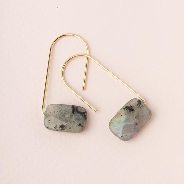 Floating Stone Earring - Labradorite/Gold