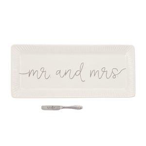 Mud Pie Mr. & Mrs. Ceramic Hostess Tray Set