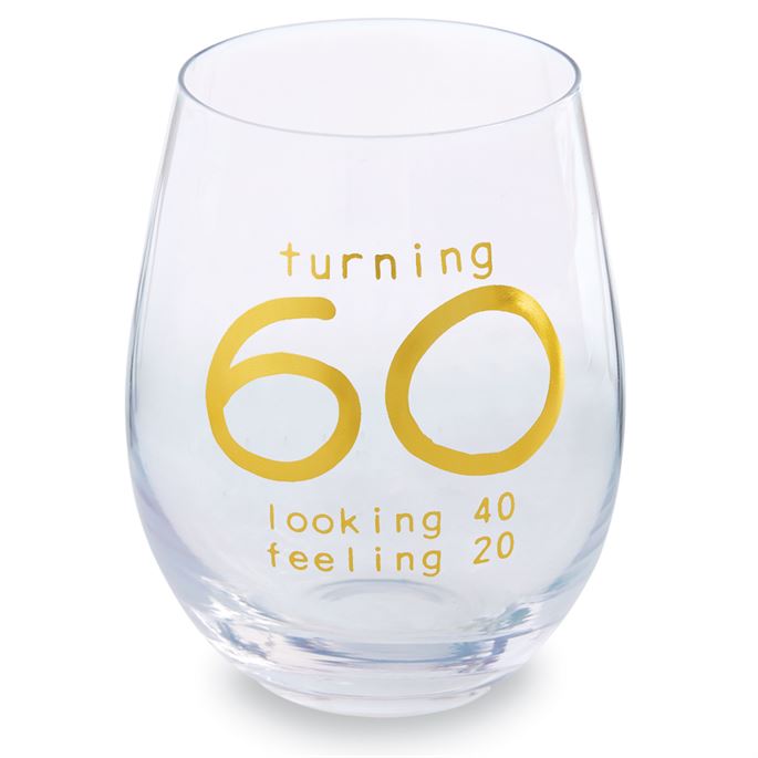 Milestone Birthday Stemless Wine Glass
