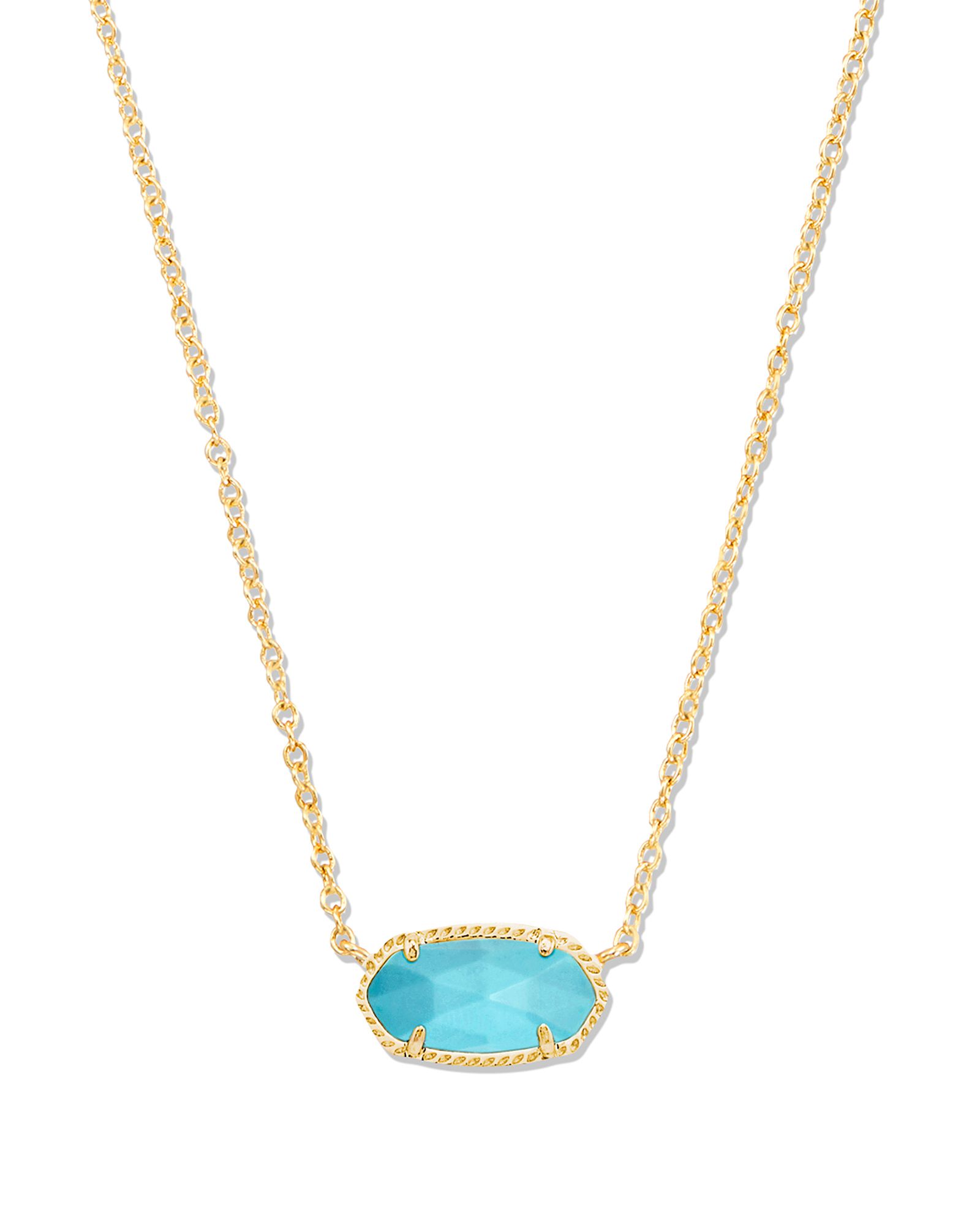 Elisa Gold Pendant Necklace in Turquoise Magnesite