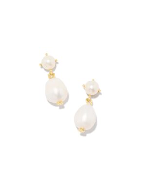 Eve Drop Earrings - Gold with Pearls