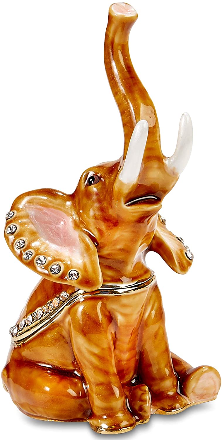 Elephant with Calf Jewelled & Enamelled Trinket Box or Figurine 