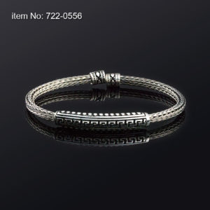 Sterling Silver Bracelet with Meanders motif and 4mm braided chain