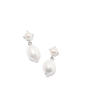 Eve Drop Earrings - Silver with Pearls