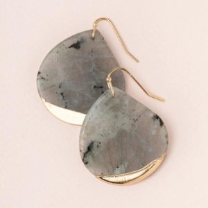 Stone Dipped Teardrop Earring - Labradorite/Gold