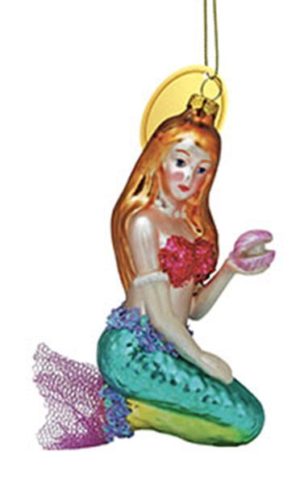 Blown Glass Ornament - Mermaid sitting