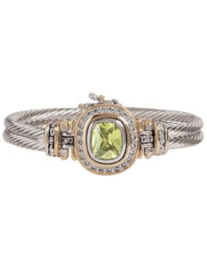 two tone peridot Pave Accented Oval Bracelet handcrafted in the USA by John Medeiros