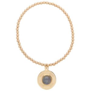 Classic Gold 3mm Bead Bracelet - Athena Small Gold Charm - Gemstone