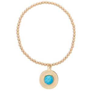 Classic Gold 3mm Bead Bracelet - Athena Small Gold Charm - Gemstone