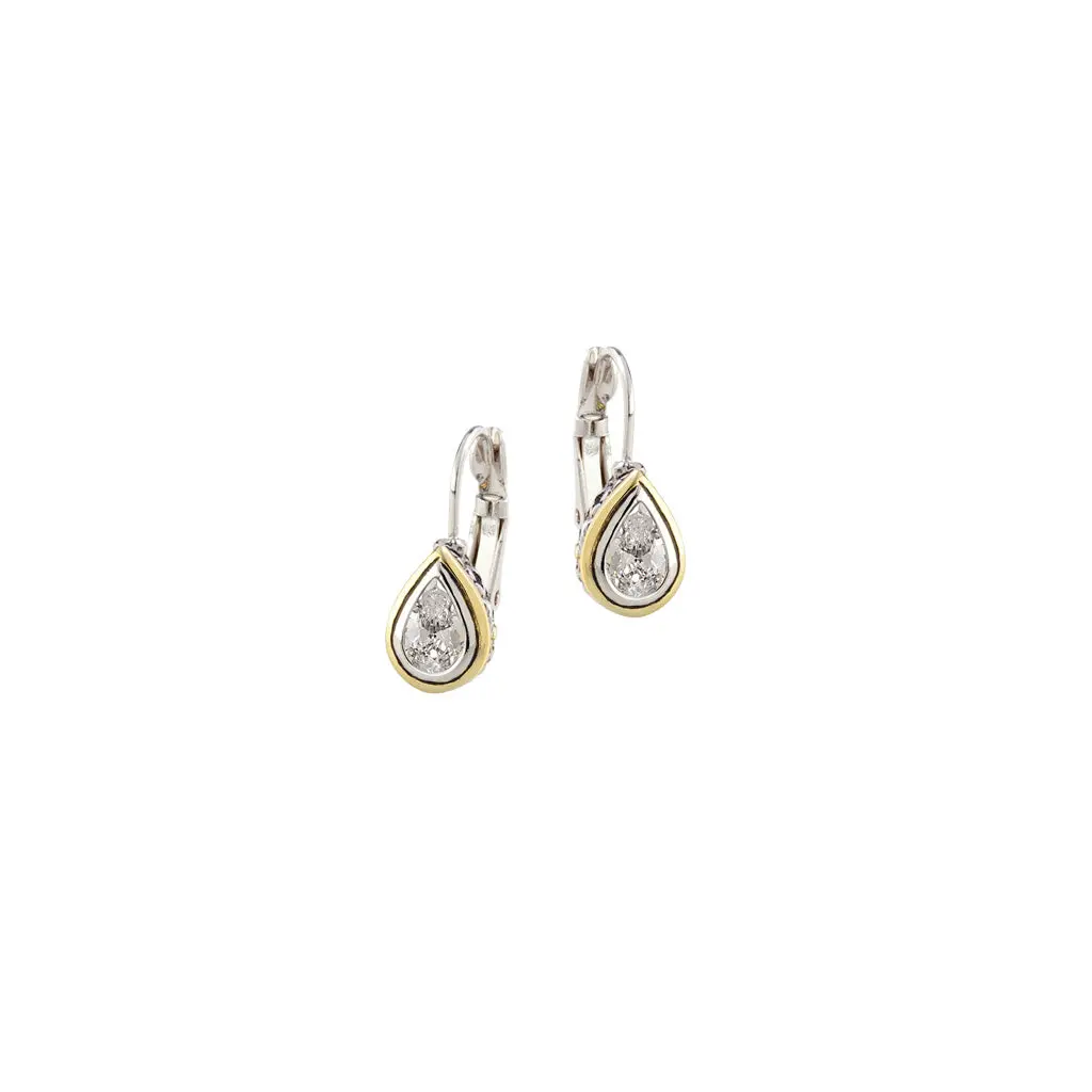 Beijos Collection - CZ Pear Shape Bezel Earrings