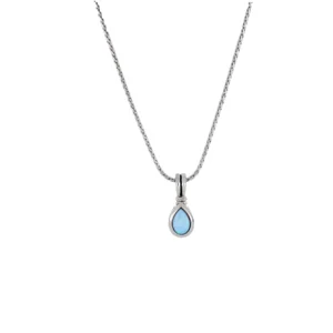 Blue Opal Pear-Shaped Pendant Necklace - Rhodium