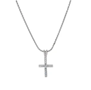 Cross Pavé Rhodium Necklace