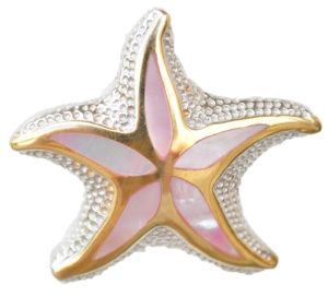 Sterling silver and 18kt gold Floating Starfish topper with mother of pearl by kovel