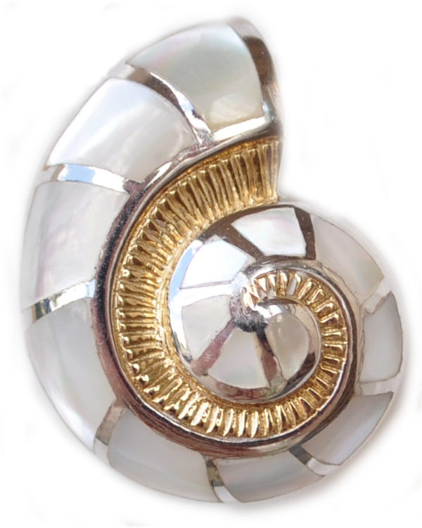 Sterling silver and 18kt gold Nautilus Shell Pendant with mother of pearl by kovel