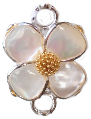 Sterling silver and 18kt gold white dogwood Topper with mother of pearl by kovel