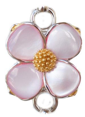 Sterling silver and 18kt gold pink dogwood Topper with mother of pearl by kovel