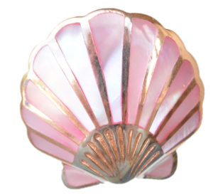 Sterling silver and 18kt gold scallop Shell Pendant with mother of pearl by kovel