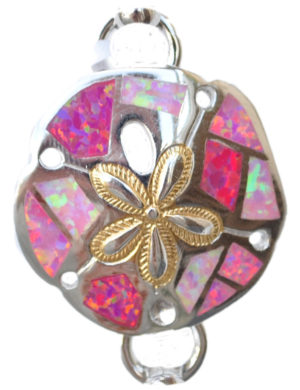 Sterling silver and 18kt gold Sand Dollar topper with opals by kovel