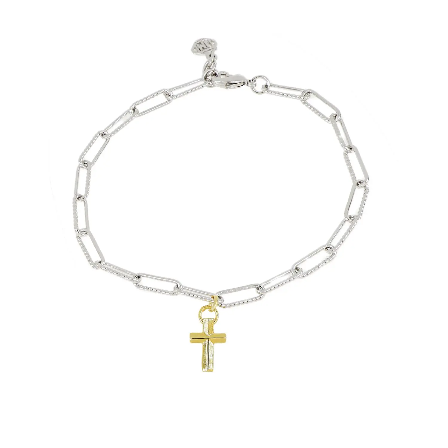 Diamante Cross Charm Bracelet - Rhodium