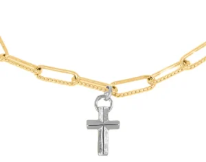 Diamante Necklace Cross 16-18" - Gold