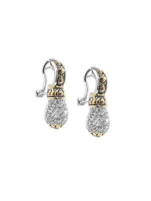 two tone pave drop earrings handcrafted by john medeiros