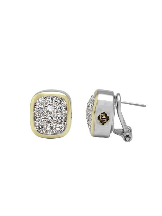two tone Pavé Post with Clip Earrings handcrafted in the USA by John Medeiros