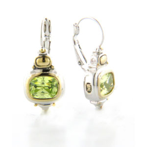 two tone Double French Peridot Wire Earrings