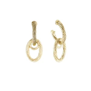 Cordão LG Oval Post With Drop Gold Earrings by John Medeiros Jewelry Collections.