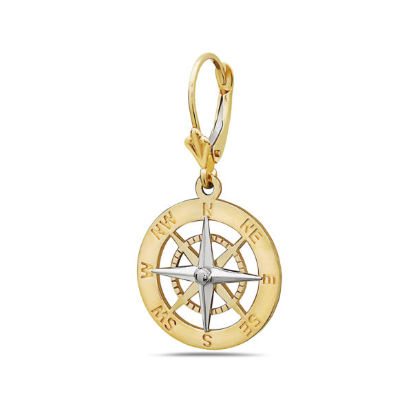 Compass Rose 14kt yellow & white gold earrings
