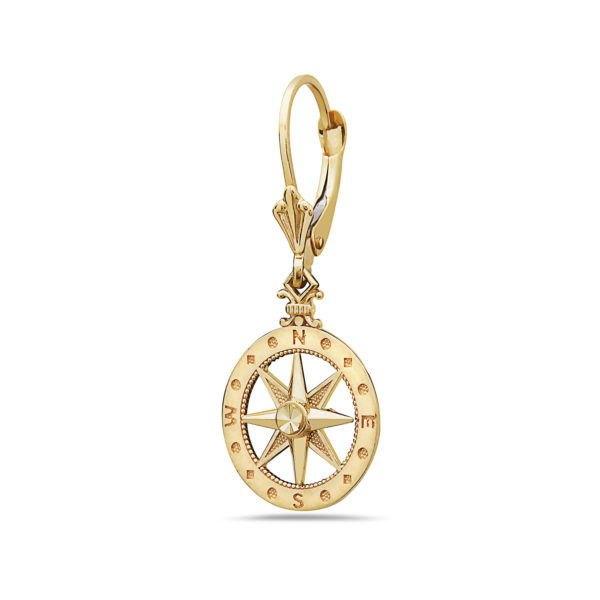 Compass Yellow Gold Earrings Small