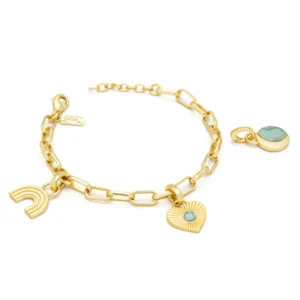 Interchangeable Charm Bracelet - Howlite/ Gold
