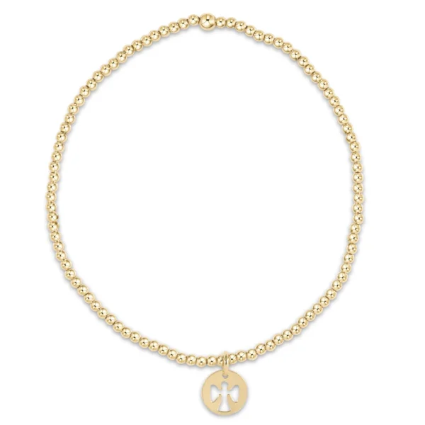 Egirl Classic Gold 2mm Bead Bracelet- Guardian Angel Small Gold Disc