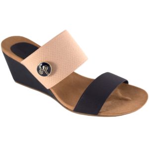 Emily Black 2 3/4" wedge with double elastic strap slide switch flops by lindsay phillips