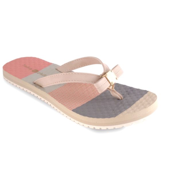 Katie Cream Cream color block arched flip flop with soft ribbon thong switch flops by lindsay phillips