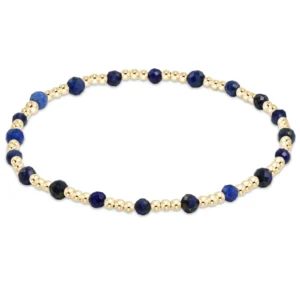 Gemstone Gold Sincerity 3mm Bead Bracelet - Lapis