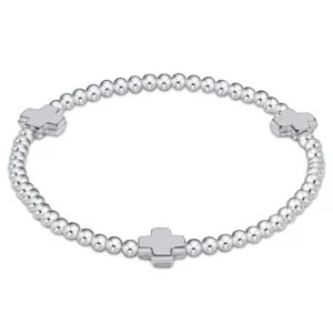 Signature Cross Sterling Pattern 3mm Bead Bracelet- Sterling