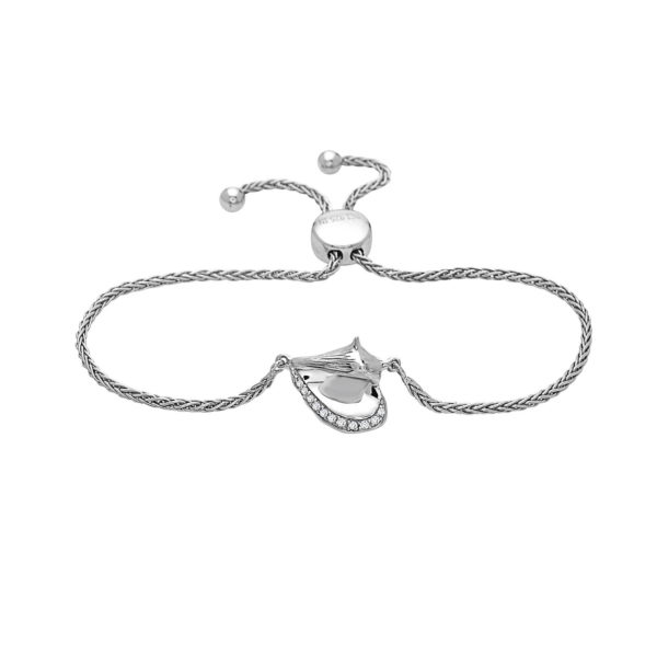 Conch Shell White Gold Sliding Bracelet with Diamonds