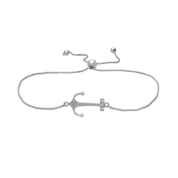 Anchor White Gold Sliding Bracelet with Diamonds