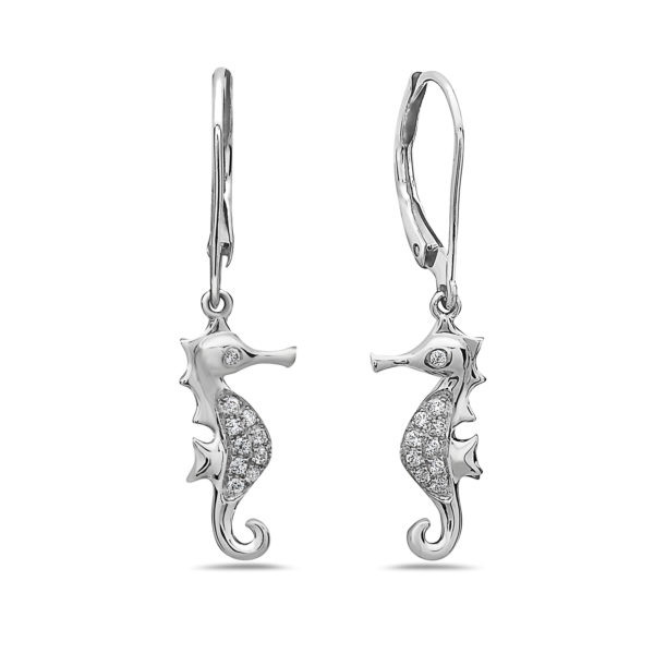 Seahorse White Gold Earrings with Diamonds