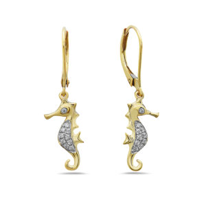 Seahorse Yellow Gold Earrings with Diamonds