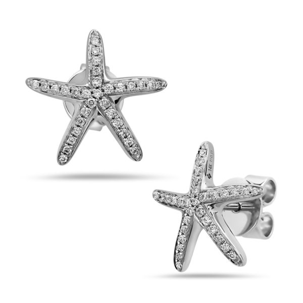 Starfish White Gold Earrings with Diamonds