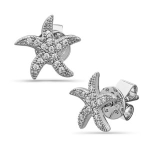 Starfish White Gold Earrings with Diamonds
