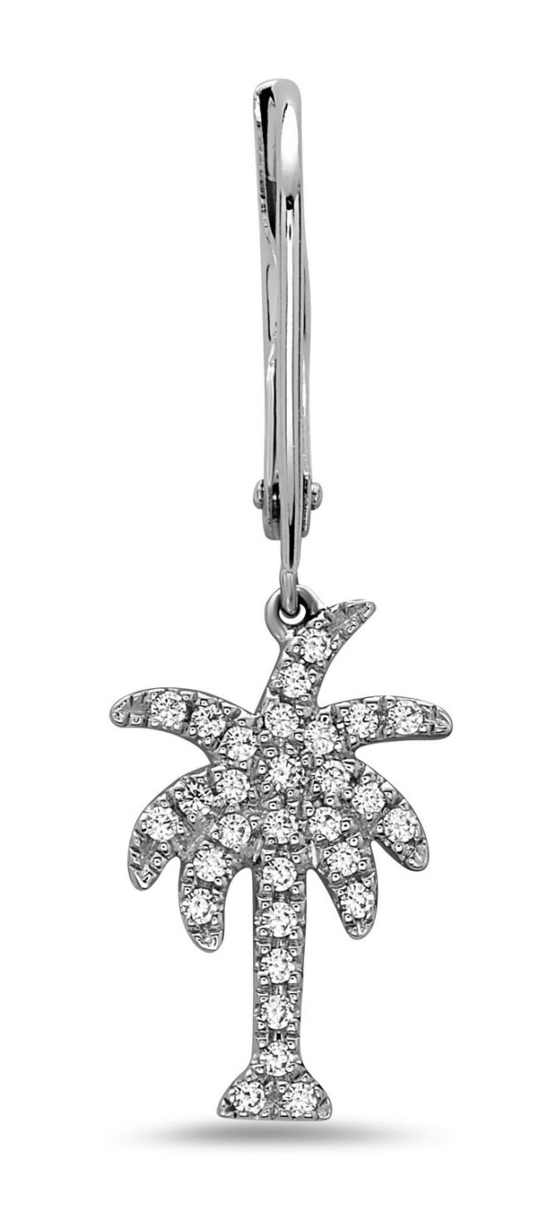 Palm Tree White Gold Earrings with Diamonds