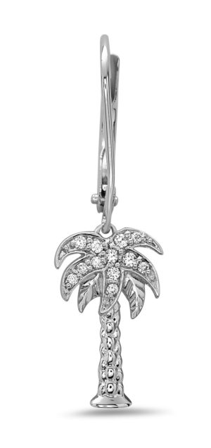Palm Tree White Gold Earrings with Diamonds