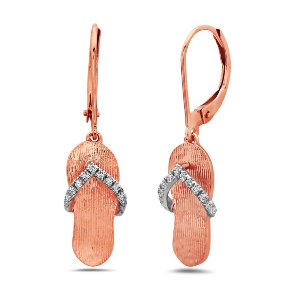 Flip Flop Rose Gold Earrings with Diamonds