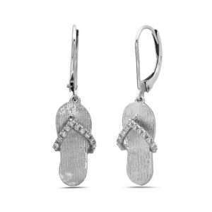 Flip Flop White Gold Earrings with Diamonds