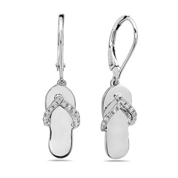 Flip Flop White Gold Earrings with Diamonds