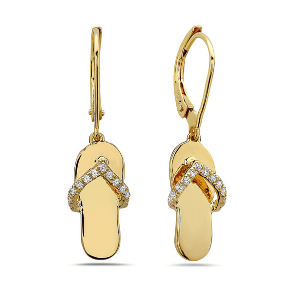 Flip Flop Yellow Gold Earrings with Diamonds