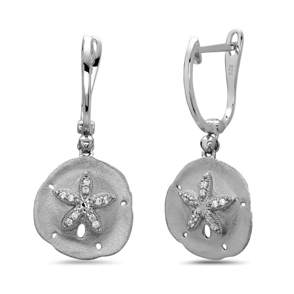 Sand Dollar White Gold Earrings with Diamonds